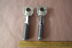Pair Chrome w/ Rubber Rings Motorcycle Folding Rear Passenger Foot Pegs #1899 - Picture 1 of 8