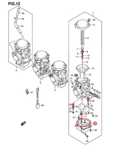 Suzuki GSF1200 Bandit 01-06 komplettes Vergaser-T-Stück Schwimmerschale Krümmer DICHTUNGSSATZ - Bild 1 von 3