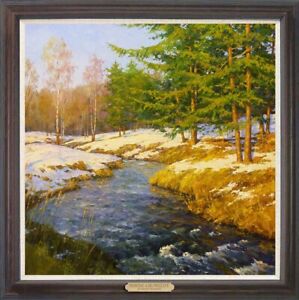 Hand painted Oil Painting art knife landscape on canvas 30"X30"