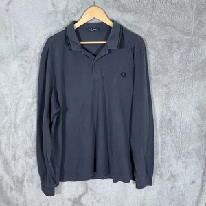 Fred Perry Long Sleeve Polo Shirt Mens XXL Grey Twin Tipped Long Sleeve - Picture 1 of 8