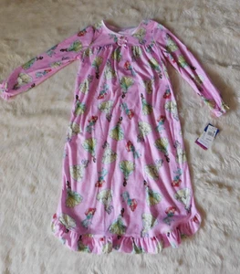 Disney Princess Flannel Granny Nightgown Pajamas Ariel Belle Tiana Pink New Girl - Picture 1 of 6