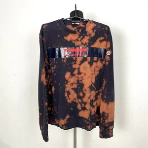 Moncler Logo Graphic Bleach Dye Sweatshirt Men’s XL Orange Tie Dye Spots Rare - Picture 1 of 15