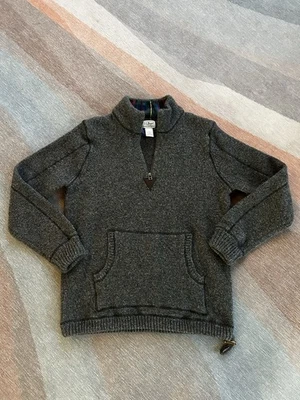 Suéter LL Bean Lambs Lana Franela Forrado Cuello 1/4 Cremallera Pullover Para Hombres Grande Gris Foto 1 de 4