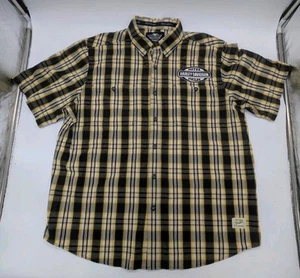 Harley Davidson Motorcycles Button Front Shirt Mens XL Black Plaid Biker - Picture 1 of 14