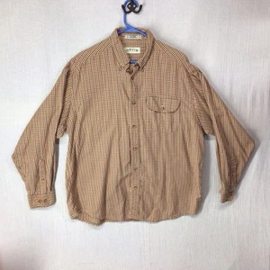 Orvis Men’s Large Wool Blend Long Sleeve Button Down Brown Check Gingham - Picture 1 of 4