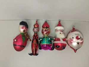 Vintage De Carlini Italy Lot Of 5 Figurine Blown Glass Christmas Ornaments - Picture 1 of 23