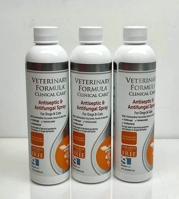 SYNERGY LABS 3 PACK Veterinary Formula Dogs Cat Clinical Care Antiseptic/Antifungal Spray 8oz