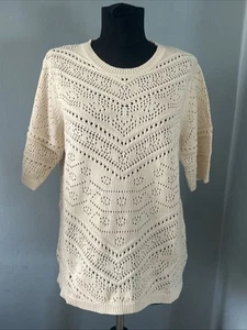 Damart Ivory Jersey Knit Top Size 14/16 Short Sleeve 100% Cotton - Picture 1 of 7