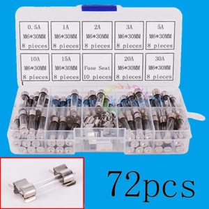 Quick Blow Glasrohrsicherung sortiertes Set 6x30mm 72tlg Sicherungssitz 20tlg und Box - Bild 1 von 1