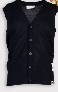 JOHN RICHMOND X Gilet Size M Wool Blend Logo Patch Sleeveless Y-Neck - Picture 1 of 5