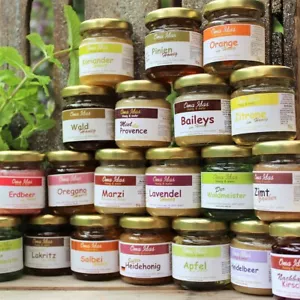 Geschenkset 4x50g Probier Set Honig mit Eierlikör Marzipan Waldmeister Vanille - Bild 1 von 6