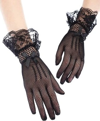 Women Lace Mesh Gloves Elegant Short Cosplay Gloves Wedding Dinner Party Gloves - Image 1 of 4