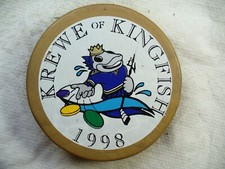 ECHL Baton Rouge Kingfish Gold Slug 1998 Krewe Logo Hockey Puck Collect Pucks