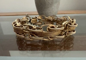 50s Vintage BOJAR 12K Gold Filled Thick Chunky Woven Link Bracelet GF - Picture 1 of 13