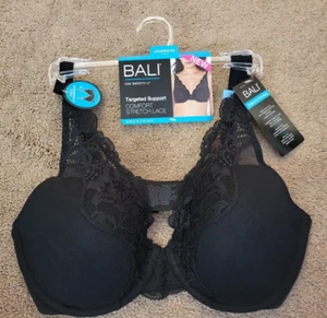 BALI One Smooth U Comfort Stretch Lace Underwire Bra DF0084 Black Size 34C NEW - Picture 1 of 4