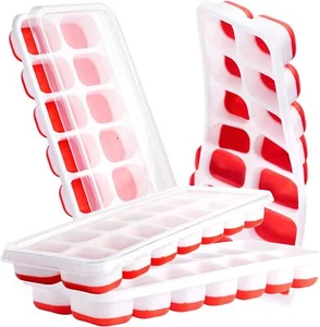 4 Pack Ice Tray Durable & Flexible, Silicone 14 Four count, Cherry-4 - Picture 1 of 9