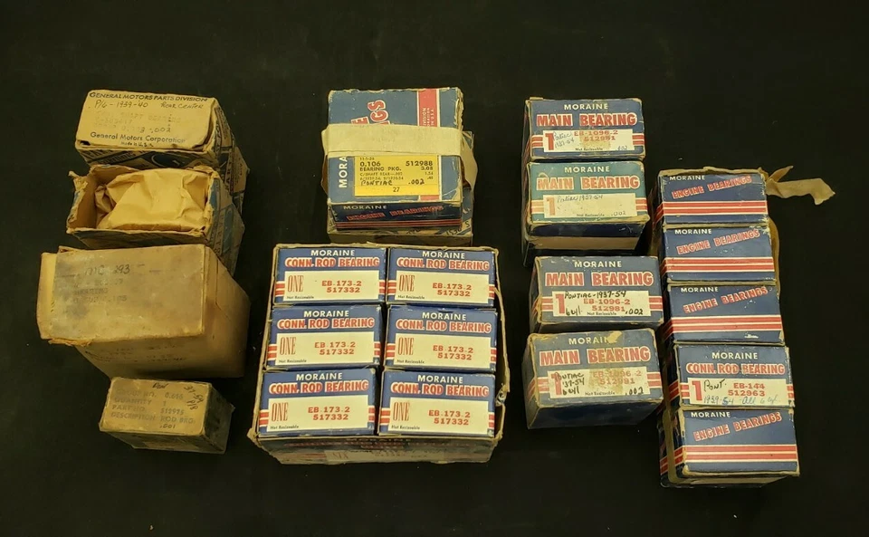 1937-1954 Pontiac Mixed NOS & Delco Moraine Engine Main & Rod Bearing Set - Image 1 of 4