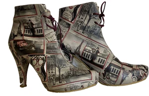 DOGO Damen-Schnürstiefel veganes Leder CARTOON-PRINT Größe 8/39 - Bild 1 von 8