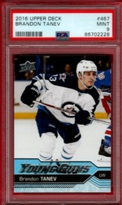 2016-17 UPPER DECK BRANDON TANEV ROOKIE YOUNG GUNS #467 PSA 9 MINT RC YG UD