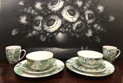 2 Complete Porcelain Dinner Set Modern Crockery Dining Serving Plates Bowls Cups - Image 1 of 4