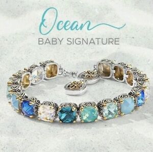Park Lane OCEAN Baby Signature Bracelet Blue Green Clear CZs Goldtone Toggle