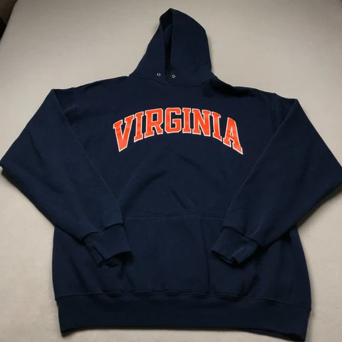 VINTAGE Virginia Cavaliers Hoodie Mens XL Blue Orange Sweatshirt Fleece NCAA 90s Cover