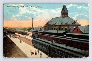Postcard Colorado Pueblo CO Union Railroad Train Station Depot 1920 Posted - Picture 1 of 2