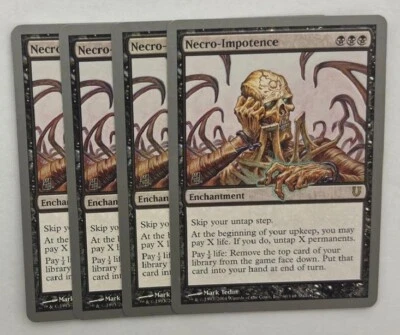 MTG 4X UNHINGED NECRO-IMPOTENCE NM MAGIC THE GATHERING RARE BLACK ENCHANTMENT - Image 1 of 4