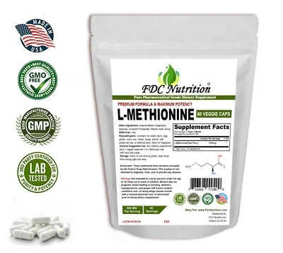 L-metionina en polvo 500 mg desintoxicación digestiva 60 cápsulas vegetales Foto 1 de 3