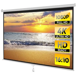 100"Manual Projection Screen Pull Down 16:10 HD Projector 4K Widescreen for Home - Picture 1 of 19