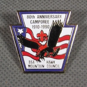 Boy Scouts Hawk Mountain Council 1990 Camporee 80th Ann Cloisonne Pin ! - Bild 1 von 1