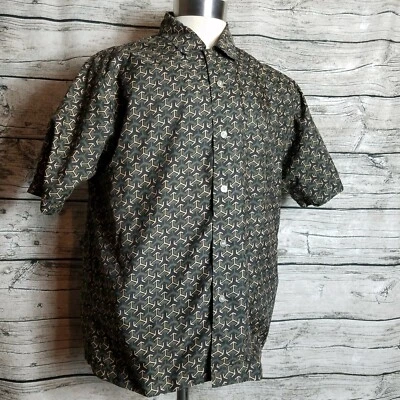 CANYON RIVER BLUES МУЖСКОЙ ЧЕРНЫЙ ЗОЛОТОЙ СТРЕЛЫ КОРОТКИЙ РУКАВ КНОПКА РУБАШКА БОЛЬШОЙ - Изображение 1 из 4