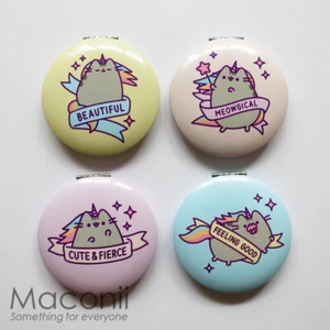 Pusheen Compact Mirror - Metal Glass Makeup Closeup Stationery Cat Original Gund - Picture 1 of 9