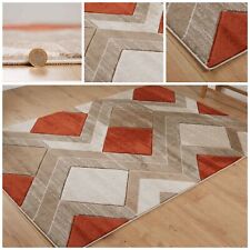 Beige Orange Terracotta Rugs Geometric Small XL Large Living Room Rug Carpet Mat