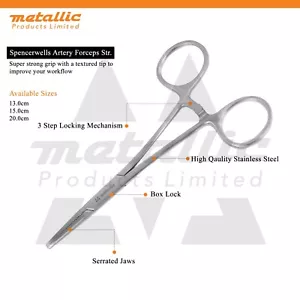 Spencer Wells Artery Forceps Hemostatic Clamp Surgical Veterinary Fishing Tools - Picture 1 of 6