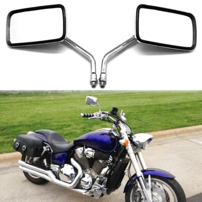 Espejos retrovisores rectangulares cromados para motocicleta Honda VTX1300C VTX1800C 2 piezas Foto 1 de 4
