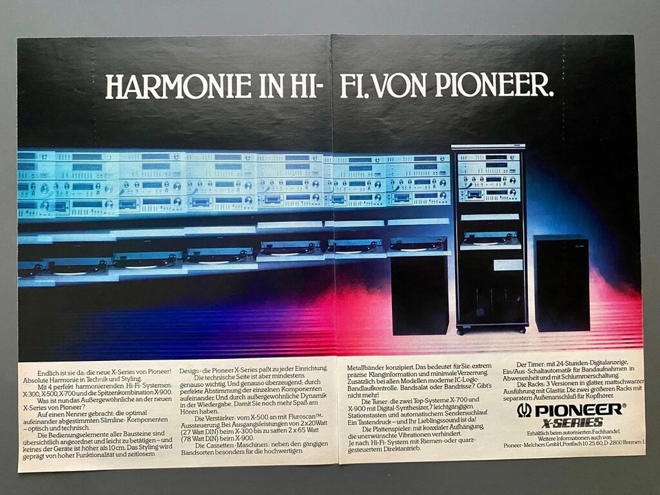 Schneider X-Series HiFi Stereo Anlage retro 1980 Vintage Werbung Reklame - Bild 1 von 1