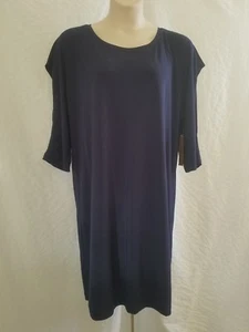 Neu RACHEL ROY Curvy Stretch Cold Shoulder Kleid 1X dunkelblau 3/4 Arm - Bild 1 von 5
