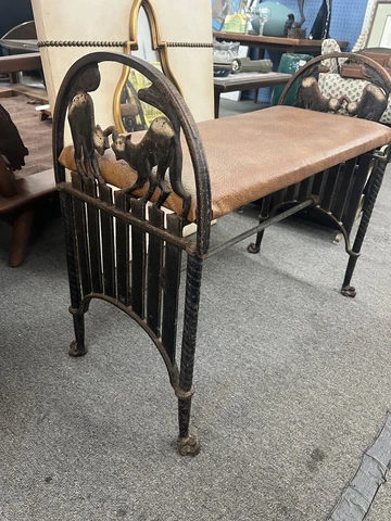 Antique Halloween Black Cat Gothic Cast Iron Chair Bench Stool Vintage Claw Feet Cover