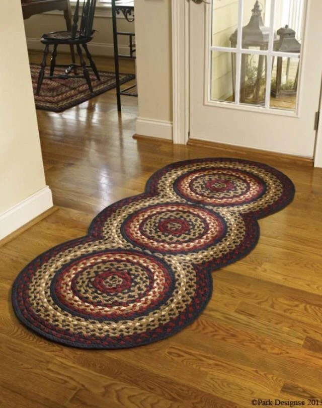 FOLK ART BRAIDED COUNTRY AREA RUG RUNNER BY PARK DESIGNS LARGE 30"x72" CIRCLES - Image 1 of 1