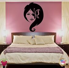 Wall Sticker Beautiful Girl Woman Female And Butterfly Decor For Bedroom (z1509)