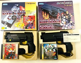Sega Saturn Virtua Cop Gun Controller Set with Game Software Lot of 2 Boxed