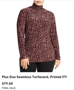 Anne Klein Animal-Print Long-Sleeve Turtleneck Top Plus Size Seamless Size 1X 2X - Picture 1 of 12