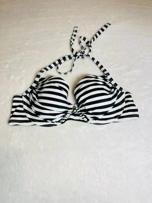 Sujetador push-up bikini halter a rayas blanco y negro Victoria's Secret talla 36B Foto 1 de 4