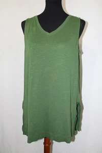 NWOT J JILL Sz Olive Green Pima Cotton V-Neck Sleeveless Tunic Slub Knit - Picture 1 of 6