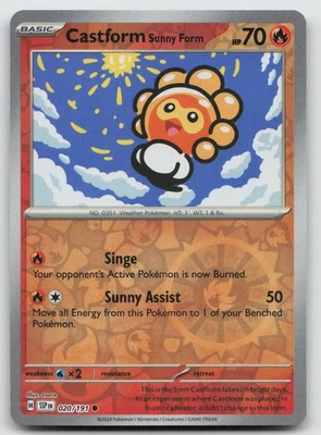 Castform Sunny Form Common Reverse Holo SV08: Surging Sparks 020/191 NM - Image 1 of 2