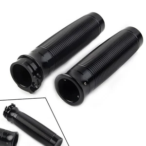 1'' Motorcycle Black 25mm Handlebar Hand Grips Fit Harley Bobber Chopper Pair mo - Picture 1 of 11