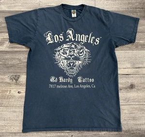 Vintage Ed Hardy Tattoo Shirt Mens Large Tiger Head Los Angeles CA Blue Tee - Picture 1 of 9