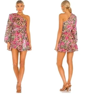 HEMANT AND NANDITA Kelim Minikleid Blumen Samt Burnout One Shoulder Small - Bild 1 von 10