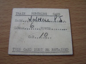 Vintage Zug Liegeplatzkarte P J Winmill - Bild 1 von 2